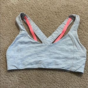 Lululemon sports bra, size 10, gray and orange